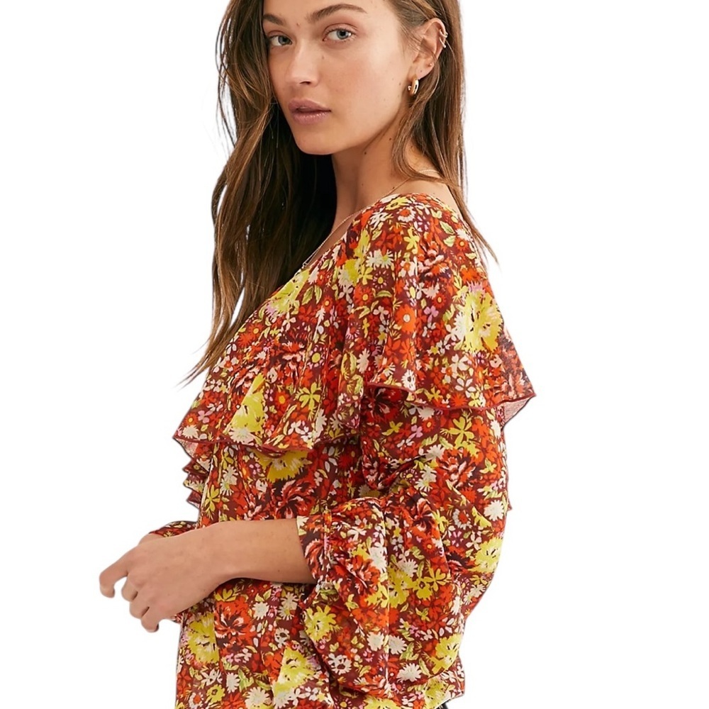 Free People Juniors Say It To Me Bodysuit Orange Yellow Sheer XS - Picture 2 of 8